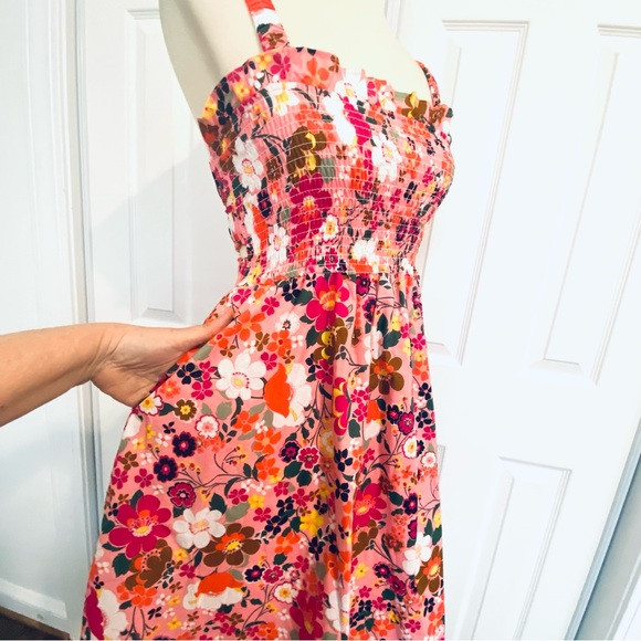 Altar'd State Pink Floral Higgins Dress Smocked Wide Straps Womens Sz S  NEW - Picture 5 of 15